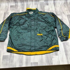 ✅Mens XXL VTG ProPlayer Green Bay Packers Full Zip Quilt Lined Bomber Jacket